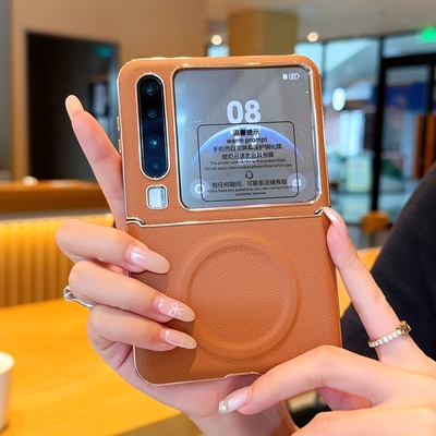 适用华为Purax手机壳复古皮纹磁吸电镀purax典藏版壳膜一体商务男款高级感女轻奢PURAX防摔外壳个性简约全包