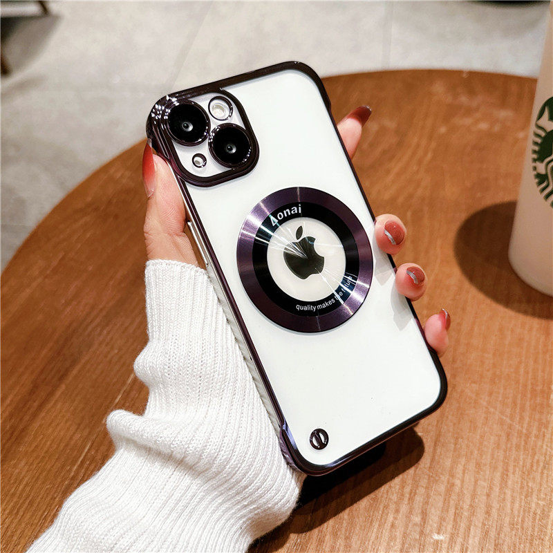 适用苹果13手机壳带镜头膜无边框iPhone14promax放大镜磁吸护镜露标pro透明PC电镀硬壳12简约防摔保护套,3C数码配件,手机保护套/壳,淘宝优惠券,粉丝福利购,淘宝优惠卷