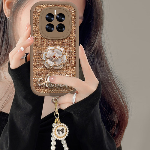 适用绒布小香风华为mate50手机壳新款编织Mate60pro山茶花70女款mate30镜头全包mt20软硅胶壳40e防摔保护套潮