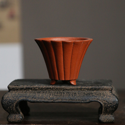 紫砂花盆精囊微型拇指陶乡朱泥