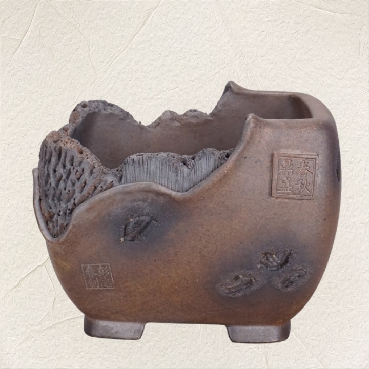 宜兴紫砂花盆异形手工四方高温柴烧盆仿古正方园艺老桩绿植盆景盆