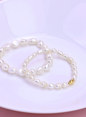 珍珠转运珠设计百搭款弹力绳手链