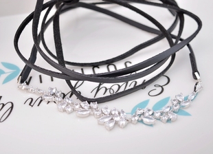 小众款橄榄枝闪耀锆石小花时尚个性奢华皮项圈项链 手链 多种佩戴