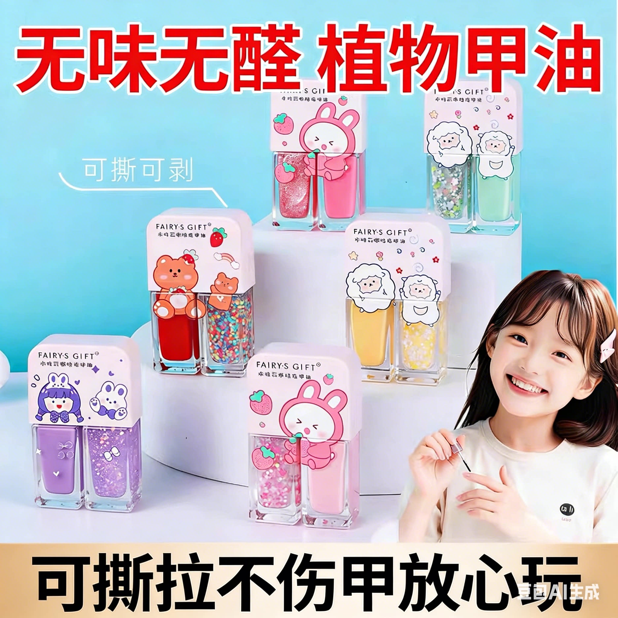 正品儿童指甲油无毒无味小女孩可剥可撕拉孕妇小孩子可用健康免烤