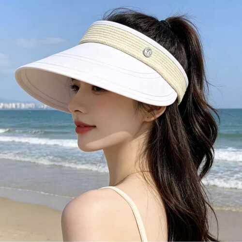 香港高端新款韩版空顶贝壳防晒帽女款夏季大檐遮阳帽子度假沙滩户