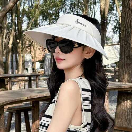 香港高端韩版空顶贝壳防晒帽女夏季防紫外线大檐遮阳帽子冰丝户外