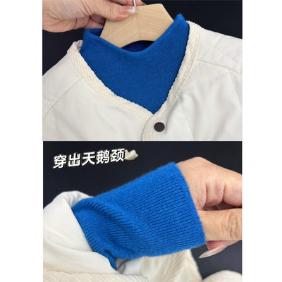 巨好看宝蓝色小立领内搭