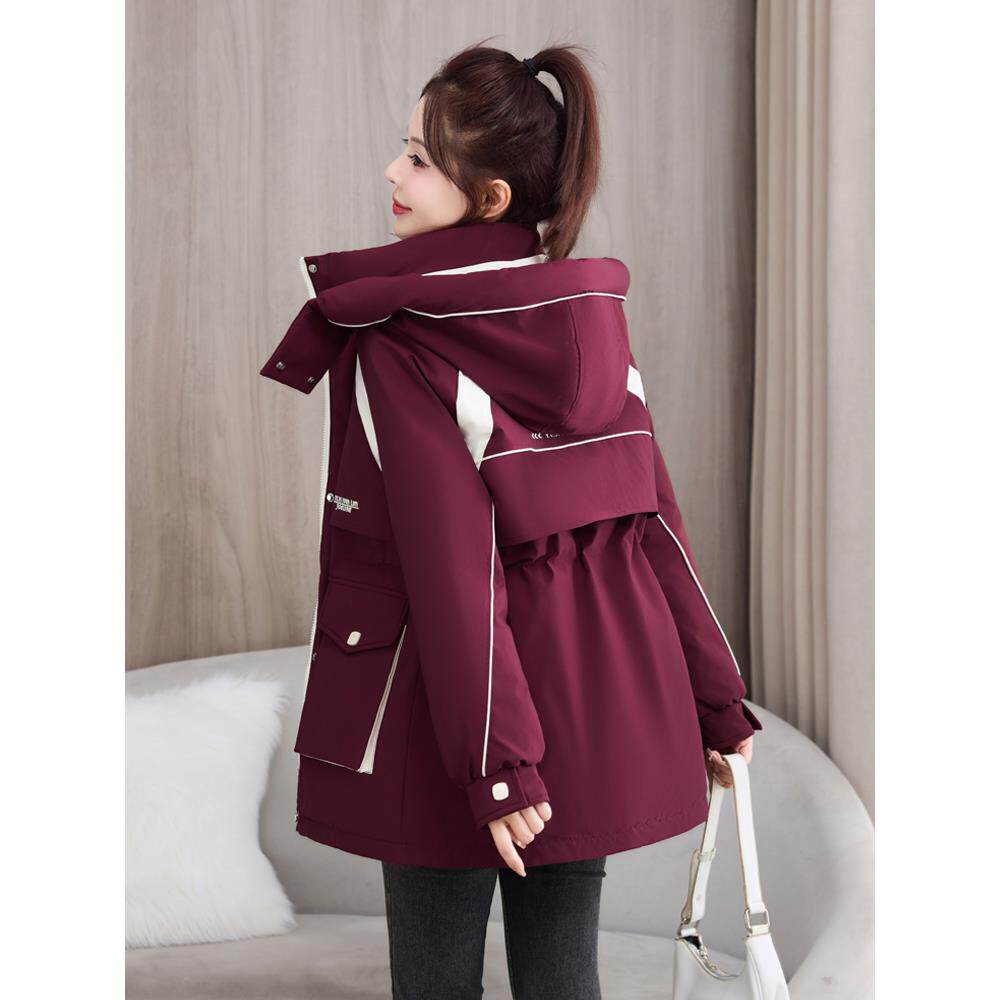 2025新款加厚派克羽绒棉服女中长款收腰棉衣加厚宽松棉袄冬季外套