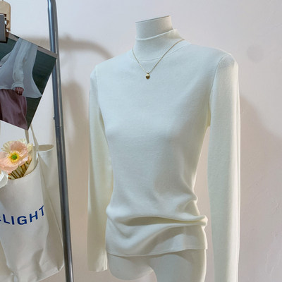 抗起球半高领针织打底衫