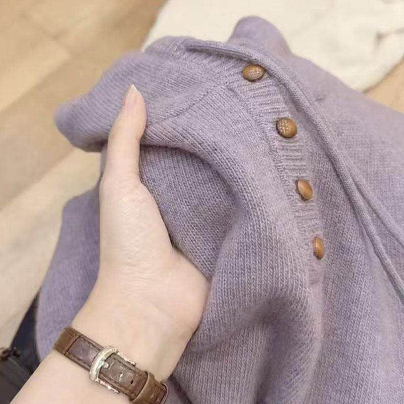 慵懒风连帽长袖毛衣针织衫女2025新款可外穿内搭独特漂亮冬装上衣