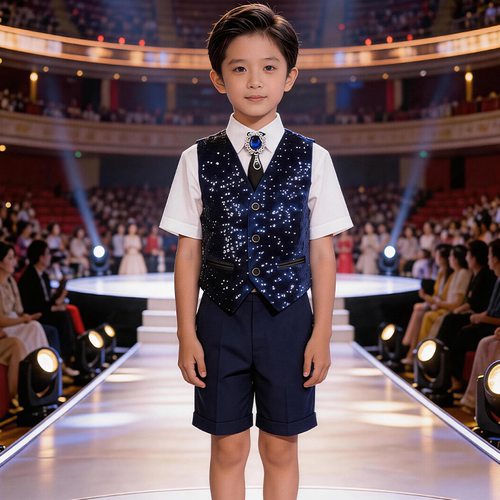 夏季儿童演出服男童马甲套装