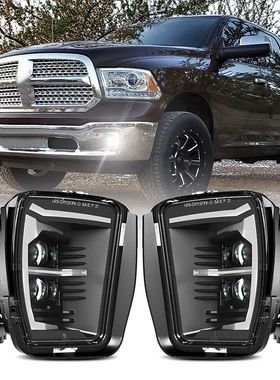 适用KIMH道奇公羊ram1500汽车前雾灯超亮LED带日间透镜切线72w灯