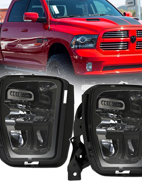 适用2013-2018道奇公羊RAM1500专用LED前雾灯皮卡新款电镀前杠灯
