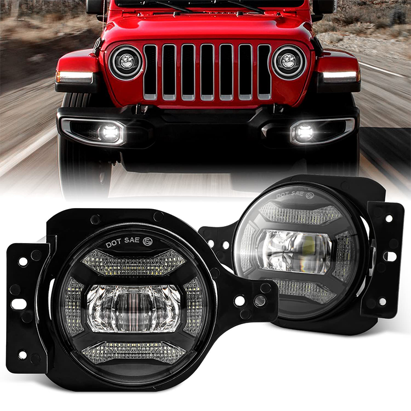 汽车越野牧马人前杠led雾灯4寸JL jt角斗士带日行灯超亮辅助行驶