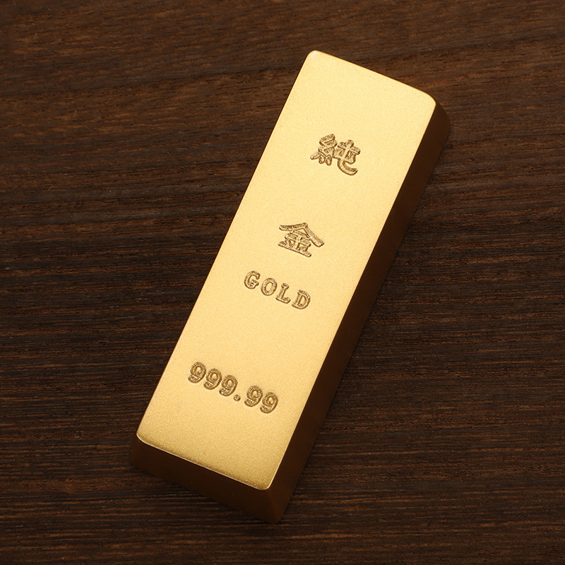 黄铜仿真金条gold条铜金砖样品超大道具镇尺镇纸纸镇尺黄铜书法压