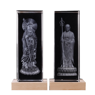 九华山水晶内雕大愿地藏王菩萨佛像摆件站像坐像居家用供奉发光