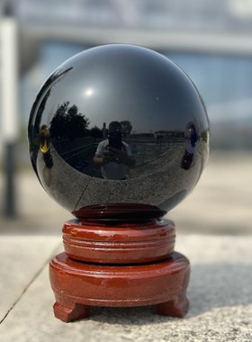 纯黑水晶球黑曜石玻璃球入口办公室家庭卧室客厅反桌装饰恶棍