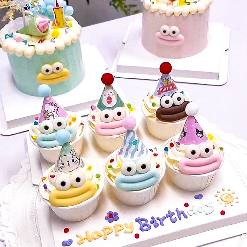 包邮儿童生日纸杯可爱香肠嘴蛋糕装饰切模网红搞怪大眼嘴巴模具