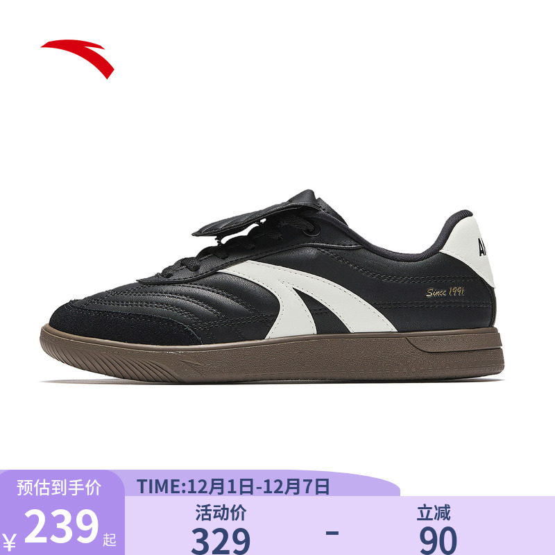 安踏盖盖鞋女鞋黑色运动鞋女款