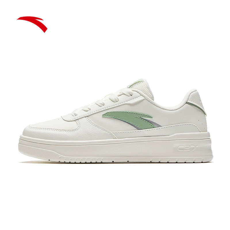 安踏小白鞋板鞋女款2026新款春季官方正品皮面白色休闲运动女鞋