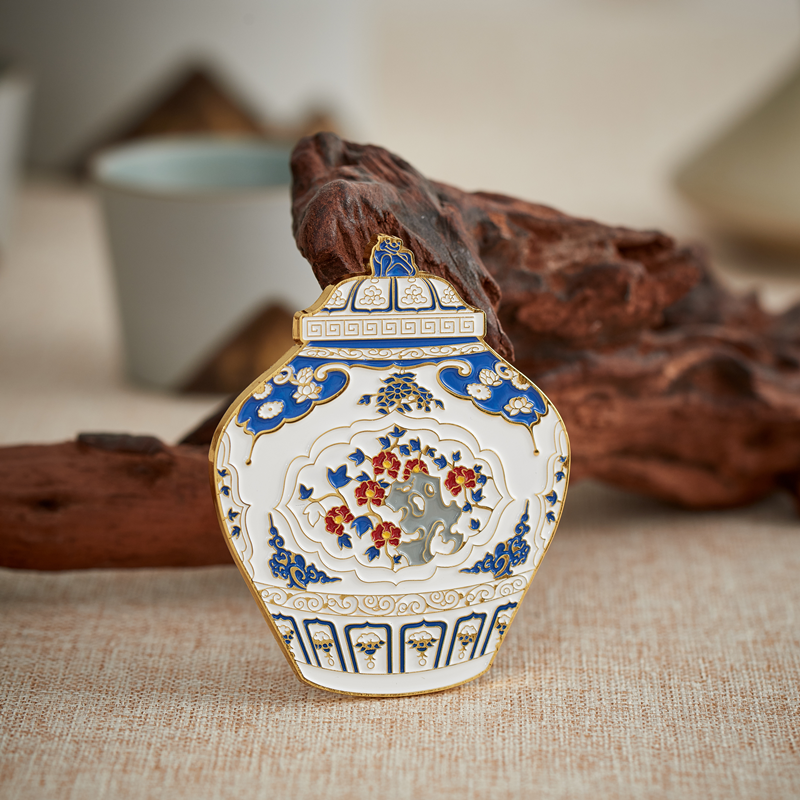 河北博物院元青花釉里红盖罐冰箱贴（金属浮雕版）博物馆文创饰品