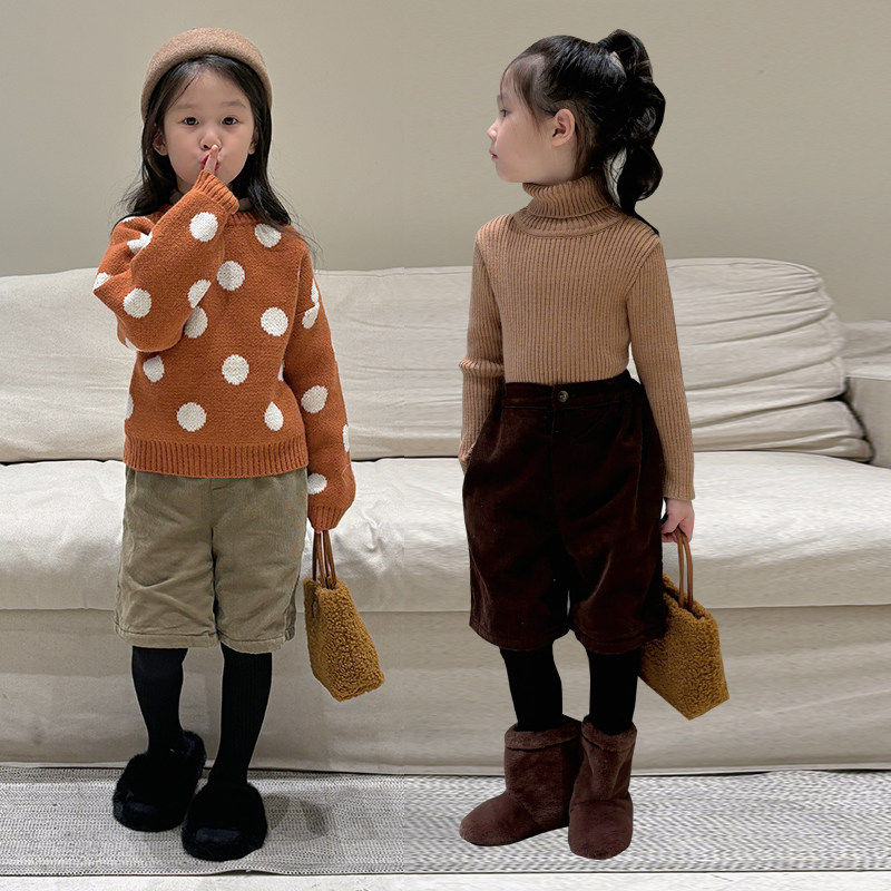 童装男女童冬装2023新款儿童裤子宝宝中裤灯芯绒宽松短裤潮