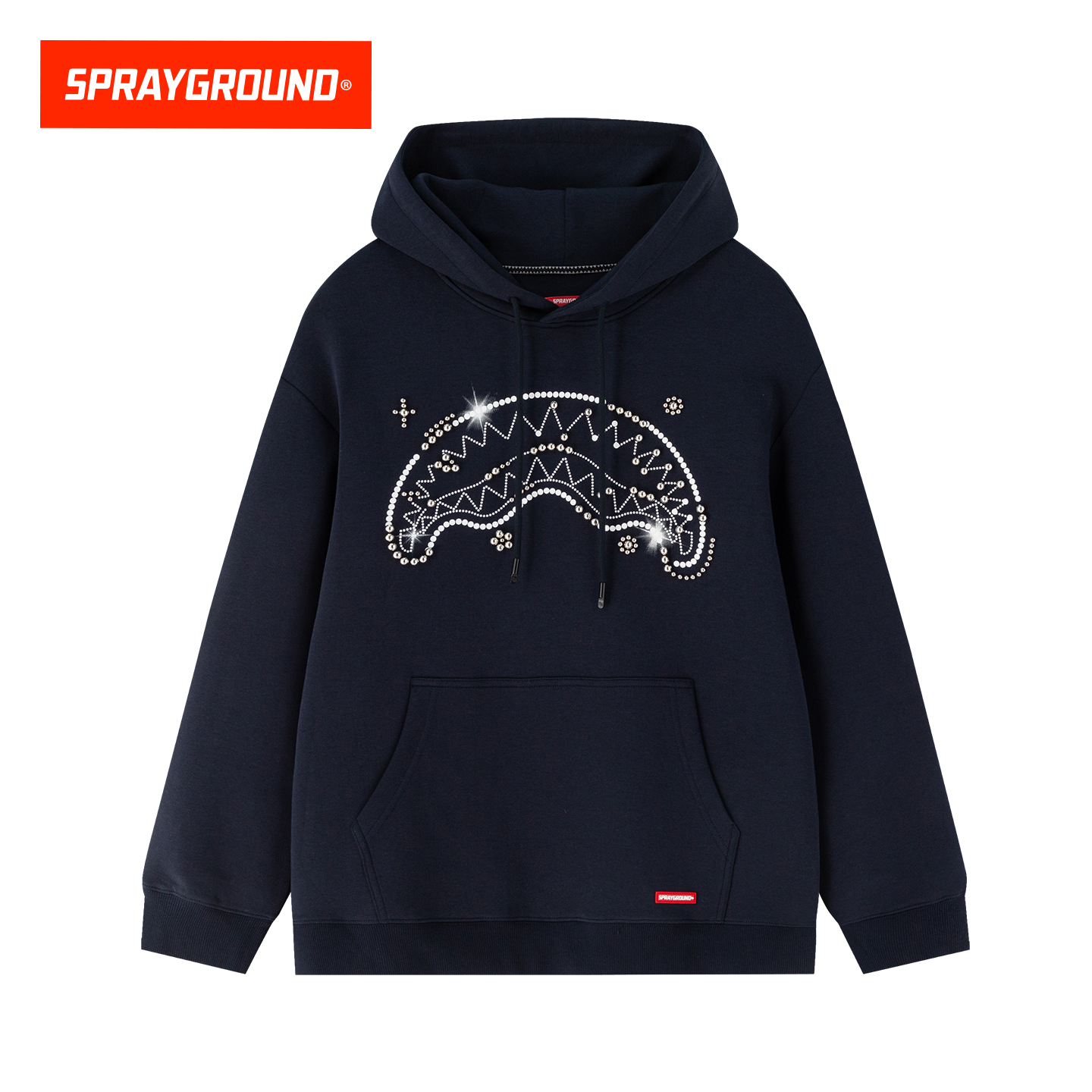 SprayGround鲨鱼嘴珍珠连帽卫衣男2025秋季美式宽松情侣帽衫上衣