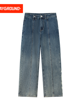 SprayGround鲨鱼嘴复古水洗牛仔裤男2026春款美式宽松直筒长裤子