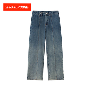 SprayGround鲨鱼嘴复古水洗牛仔裤男2026春款美式宽松直筒长裤子