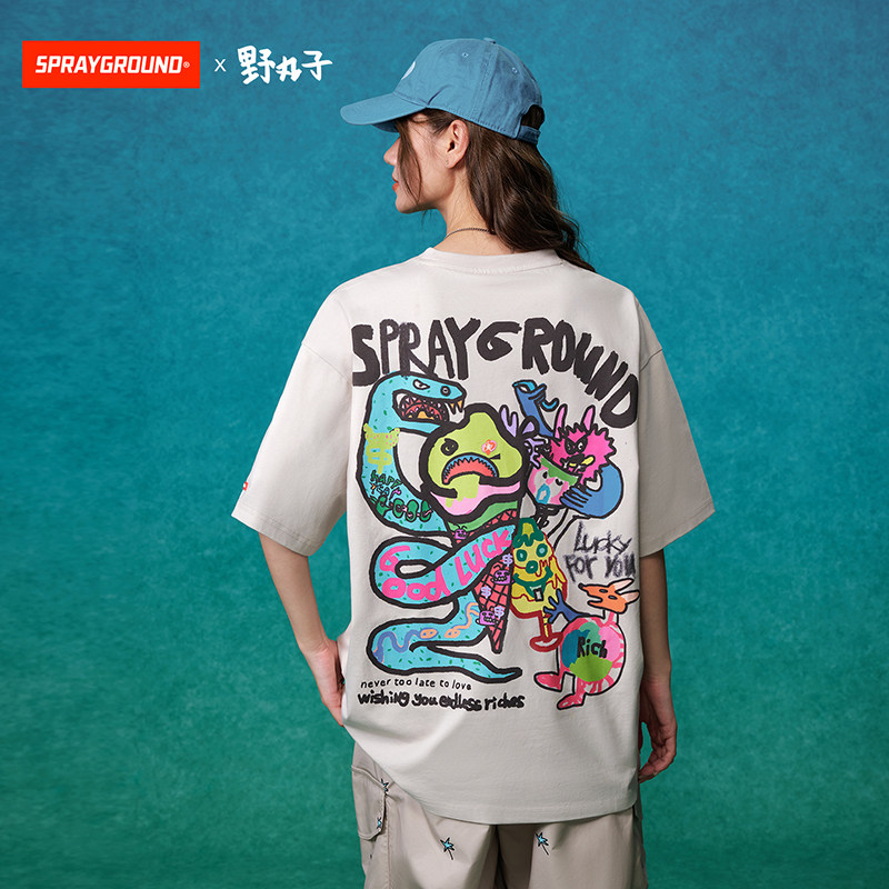 【野丸子】SPRAYGROUND鲨鱼嘴美式休闲T恤夏季涂鸦高街宽松短袖
