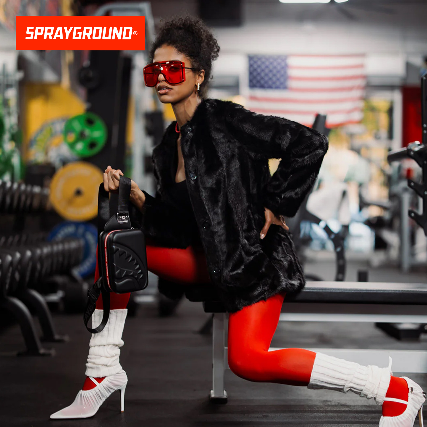 SprayGround鲨鱼嘴2025新款斜单肩包男时尚潮流零钱包小挎包挂包