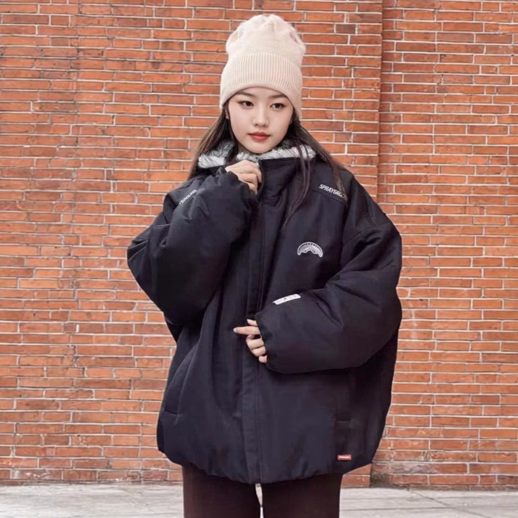 SprayGround鲨鱼嘴毛领座山雕棉服男女冬季保暖棉衣厚外套夹克潮