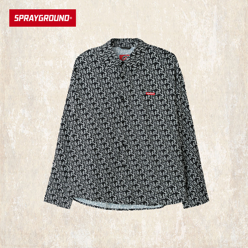 SprayGround新品街头潮流衬衣男女宽松休闲字母外套衬衫W0810402