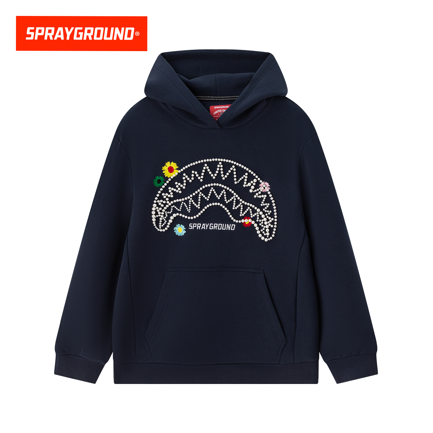 SprayGround珍珠鲨鱼嘴连帽卫衣男25秋季宽松美式套头帽衫上衣