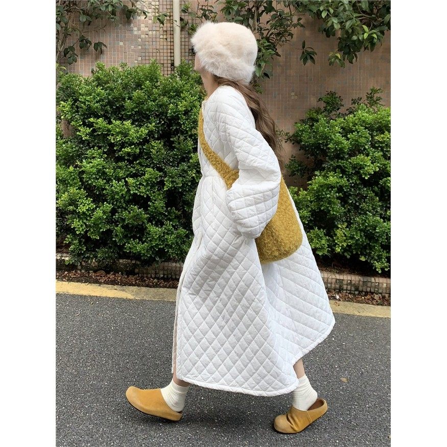 菱格加厚夹棉蓬蓬连衣裙2025冬季新款收腰显瘦宽松长款棉服娃娃裙,女装/女士精品,棉衣/棉服,淘宝优惠券,粉丝福利购,淘宝优惠卷