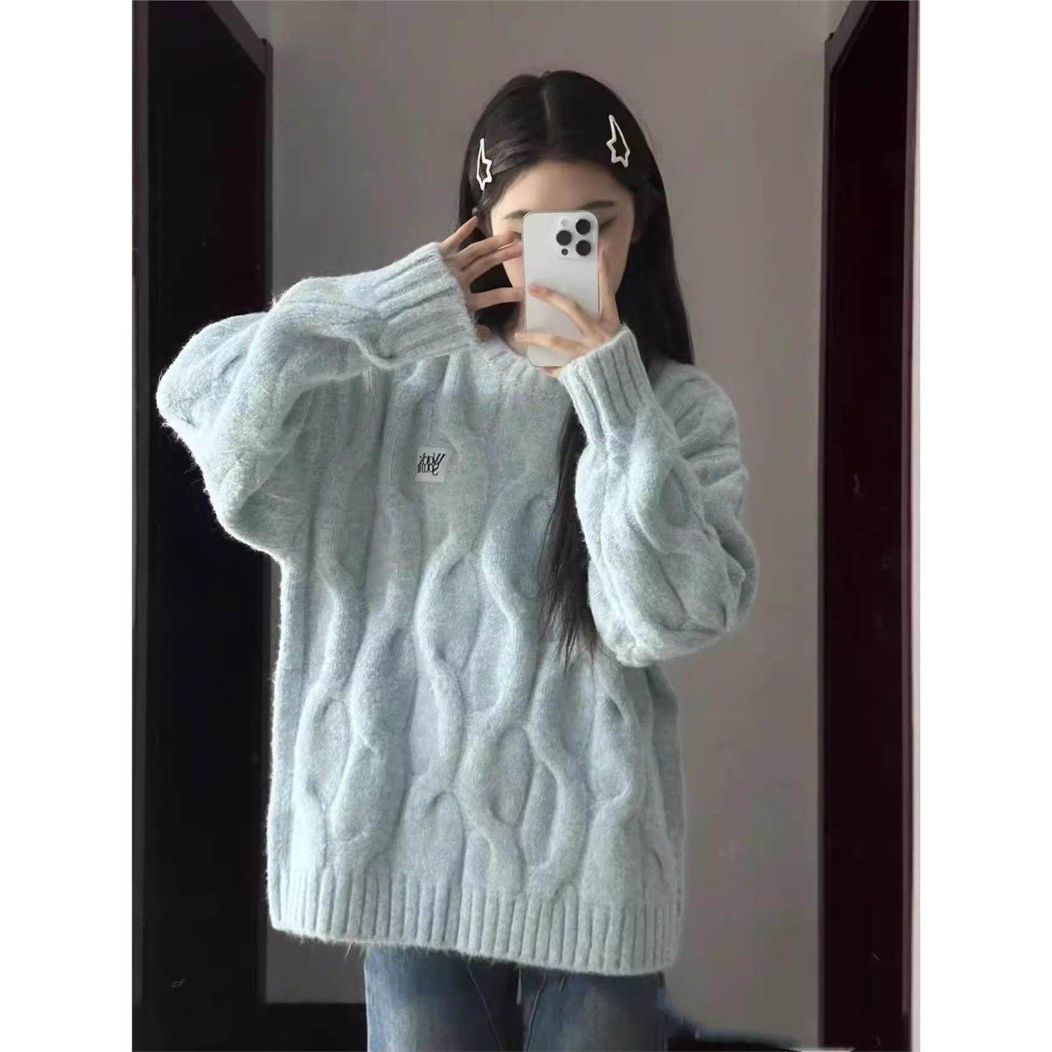 韩系麻花圆领毛衣女秋冬季奶fufu宽松外穿慵懒风软糯加厚针织上衣,女装/女士精品,毛衣,淘宝优惠券,粉丝福利购,淘宝优惠卷