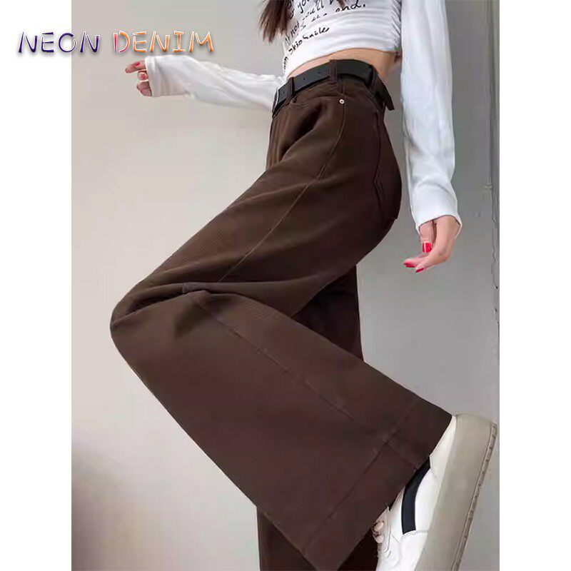 广州新塘咖啡色牛仔裤女春秋季