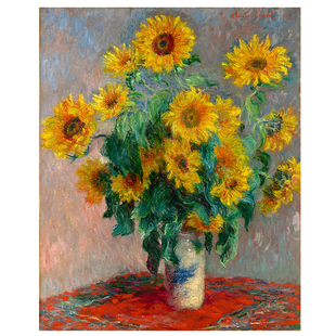 莫奈向日葵装饰画客厅挂画餐厅玄关沙发背景墙印象派风景壁画油画