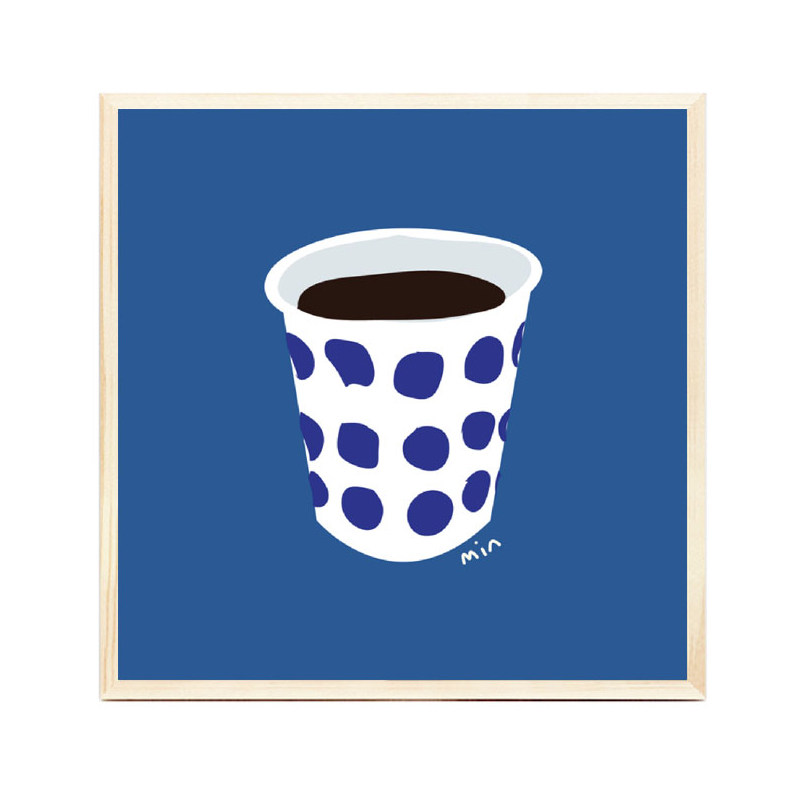 blue 复古清新 蓝色咖啡杯 惬意生活方式 韩国小众插画师艺术海报