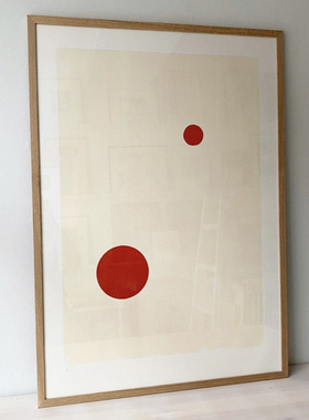 red 浪漫星球 复古温柔的鹅黄色与法式红色 中古艺术海报 装饰画