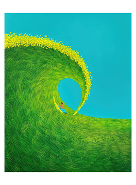 生命力风景插画绿色治愈系创意复刻艺术装饰挂画芯