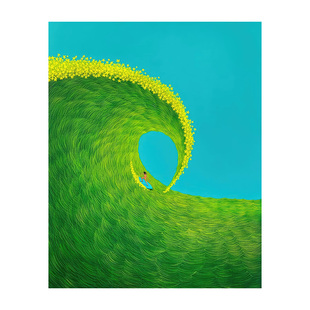 生命力风景插画绿色治愈系创意复刻艺术装饰挂画芯