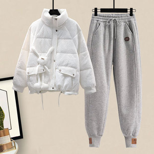 小个子网红套装女冬装棉服加绒加厚运动可盐可甜两件套