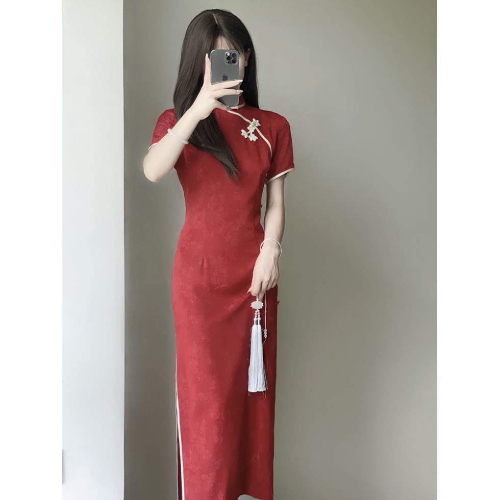酒红色订婚宴礼服新中式旗袍新款2025高级感敬酒服新娘女年轻款夏