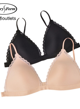 【三角杯】安莉芳官方奥莱蕾丝内衣薄款光面无痕细肩带无钢圈文胸