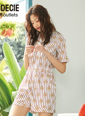 安莉芳官方奥莱芬狄诗蜜蜂印花老钱风梭织纯棉时尚连体睡衣家居服