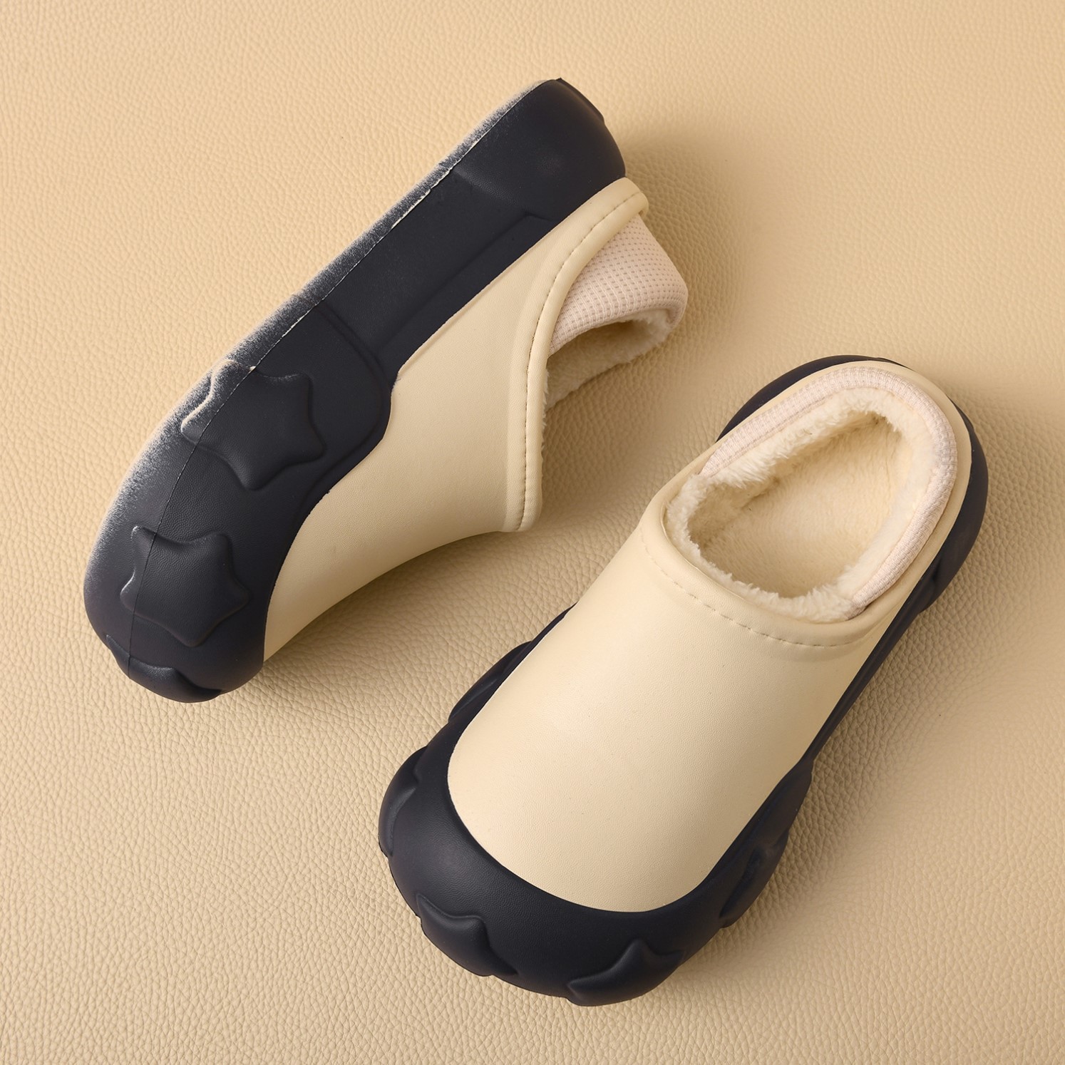 新款秋冬加绒棉拖鞋室内家居厚底毛绒保暖防水外穿女款包跟毛毛鞋