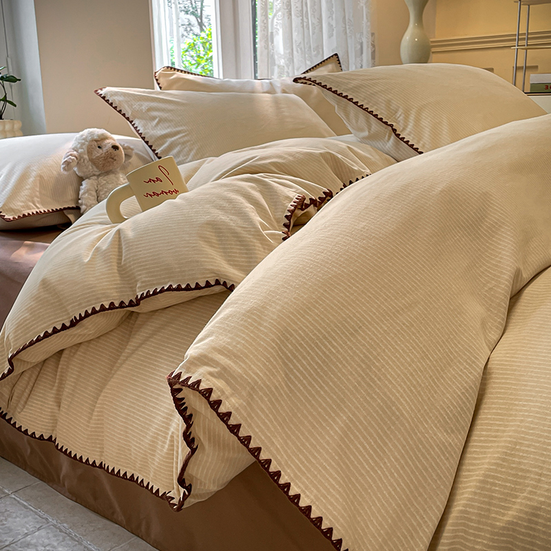 全棉纯棉床单被套四件套带被芯枕芯冬被全套一整套八件套床上用品