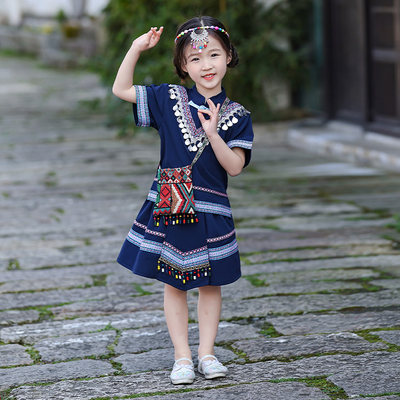 动漫三月三壮族广西学生舞蹈服夏女童少数民族服装苗族彝族女孩演