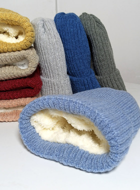 毛线帽女冬季韩版ins加绒加厚针织帽男秋冬百搭护耳防寒保暖帽子